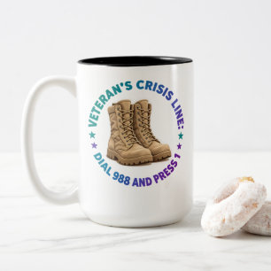 TASSE 2 COULEURS LIGNE D'APPEL DE CRISE POUR LES ANCIENS COMBATTANT