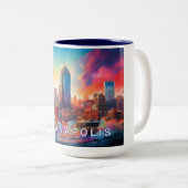 Tasse 2 Couleurs Ligne Skyline Artsy d'Indianapolis (Devant droit)