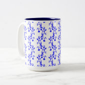 Tasse 2 Couleurs Lignes florales bleues (Devant gauche)