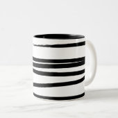 Tasse 2 Couleurs Lignes noires et blanches modernes Art Abstrait (Devant droit)