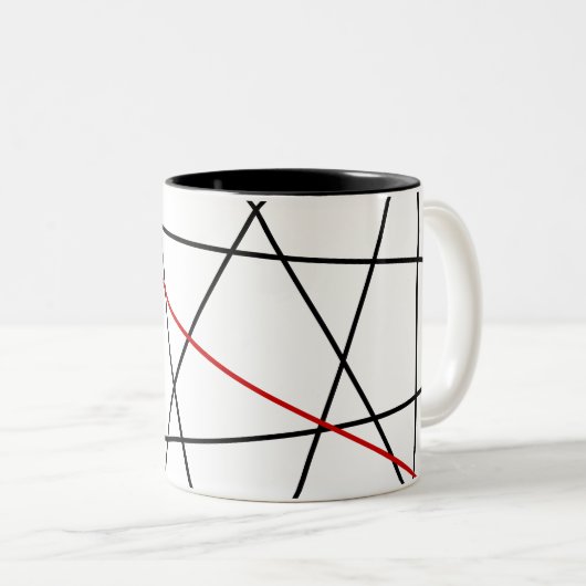 Tasse 2 Couleurs Lignes noires et rouges (Devant droit)