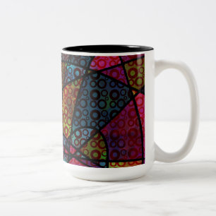 Tasse 2 Couleurs Lignes noires grasses & Textures abstraites multic