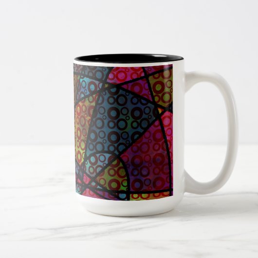 Tasse 2 Couleurs Lignes noires grasses & Textures abstraites multic (Droit)