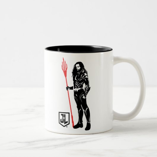 Tasse 2 Couleurs Ligue de Justice | Aquaman Pose Noir Pop Art (Droit)