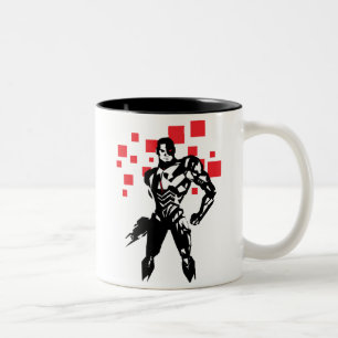 Tasse 2 Couleurs Ligue de Justice   Cyborg Digital Noir Pop Art