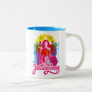 Tasse 2 Couleurs Ligue de Justice   Retro Group & Logo Pop Art