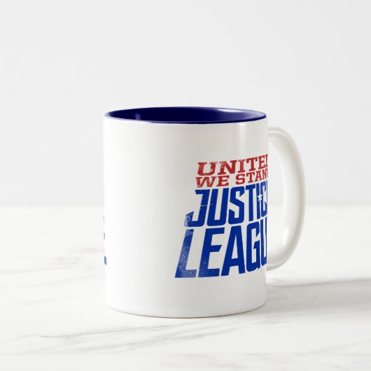 Tasse 2 Couleurs Ligue de Justice | United We Stand Graphic (Devant droit)