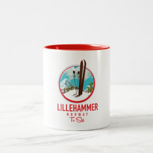 Tasse 2 Couleurs Lillehammer Norvège logo de ski