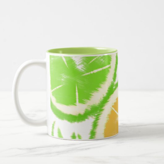 Tasse 2 Couleurs Lime de citron Abstrait Pop Tie Dye (Gauche)