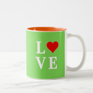 Tasse 2 Couleurs Lime Green LOVE Design moderne