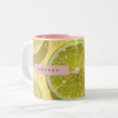 Tasse 2 Couleurs Lime personnalisée tranche de citron vert pailleté (Devant gauche)
