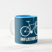 Tasse 2 Couleurs L'inflation est un bon vélo (Devant gauche)