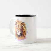 Tasse 2 Couleurs Lion aquarelle (Devant gauche)