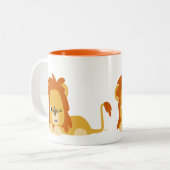 Tasse 2 Couleurs Lion caricature mignon Awake (Devant gauche)