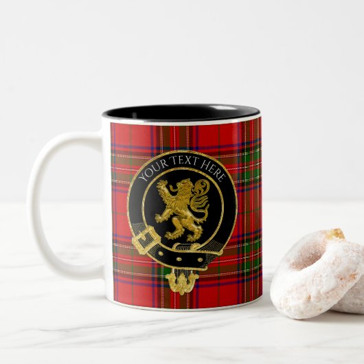 Tasse 2 Couleurs Lion Tartan de la crête de clan écossaise (Avec donut)