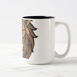 Tasse 2 Couleurs Lion tribal aux tons terre