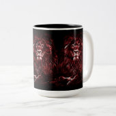 Tasse 2 Couleurs Lions rouges majestueux (Devant droit)