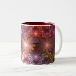 Tasse 2 Couleurs Lit De Fleurs Coloré Brillant Art Fractal Abstrait