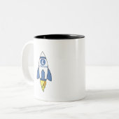 Tasse 2 Couleurs Litecoin À La Fusée Lune (Devant gauche)