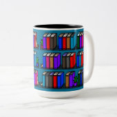 Tasse 2 Couleurs Little Library Book Shelts Turquoise (Devant droit)