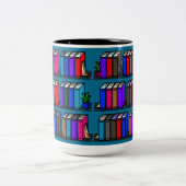 Tasse 2 Couleurs Little Library Book Shelts Turquoise (Centre)