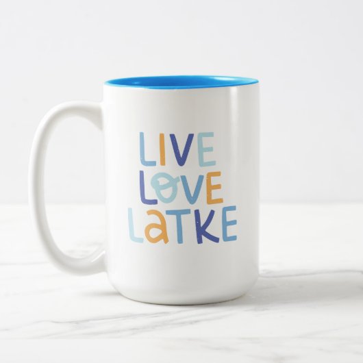 Tasse 2 Couleurs Live Love Latke Hanoukka Design (Gauche)