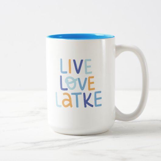 Tasse 2 Couleurs Live Love Latke Hanoukka Design (Droit)