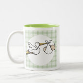 Tasse 2 Couleurs Livraison de bébé Stork (Gauche)
