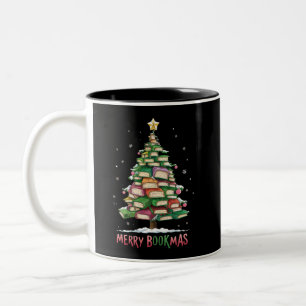 Tasse 2 Couleurs Livre de Noël Lover Tree Librairie Joyeux Bookmas