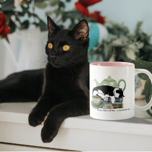 Tasse 2 Couleurs Livres Confortables Chat Smoking Thé Mignon Théièr