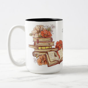 Tasse 2 Couleurs Livres Et Fleurs Personnalisés