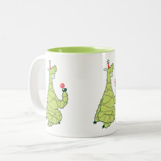 Tasse 2 Couleurs Llama Arbre de Noël (Devant gauche)