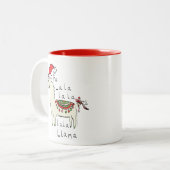 Tasse 2 Couleurs Llama Christmas Enfants mignonne Drôle (Devant gauche)