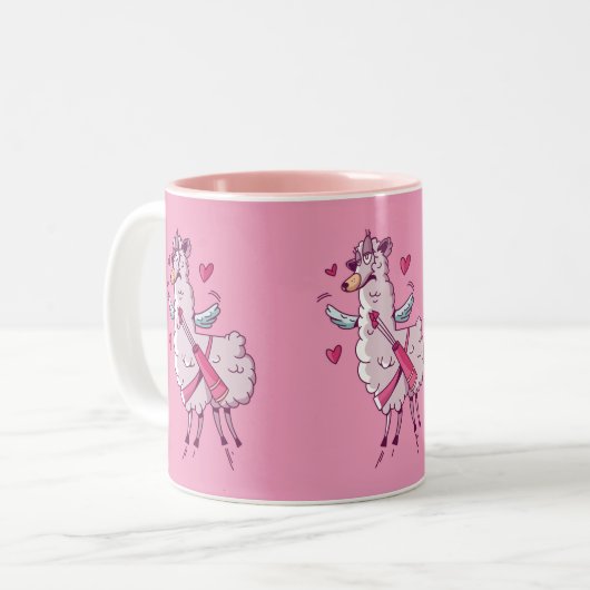 Tasse 2 Couleurs Llama croustillante pour la Saint Valentin (Devant gauche)