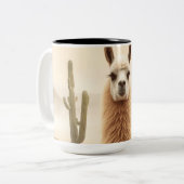Tasse 2 Couleurs Llama de sable doux avec courant de cactus (Devant gauche)