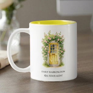 Tasse 2 Couleurs Logo aquarelle Porte Jaune Agent immobilier