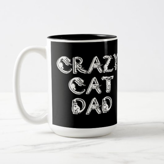 Tasse 2 Couleurs Logo blanc Crazy Cat Dad (Gauche)