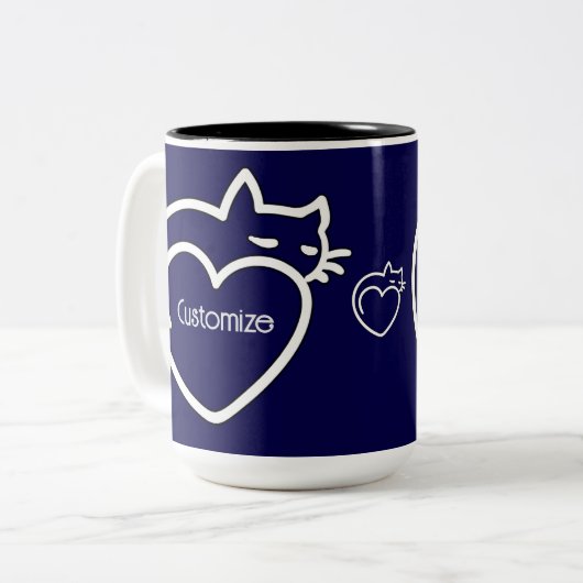 Tasse 2 Couleurs Logo blanc personnalisé d'amour de chats (Devant gauche)