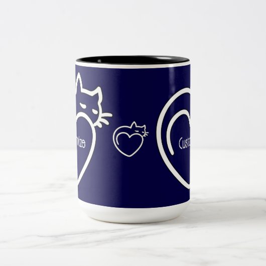 Tasse 2 Couleurs Logo blanc personnalisé d'amour de chats (Centre)