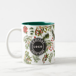 Tasse 2 Couleurs Logo d'affaires Pine de Noël Baies rouges Botaniqu