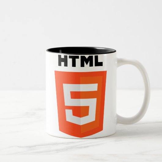 Tasse 2 Couleurs Logo de HTML 5 (Droit)