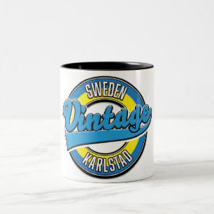 Tasse 2 Couleurs logo de style vintage karlstad suède.