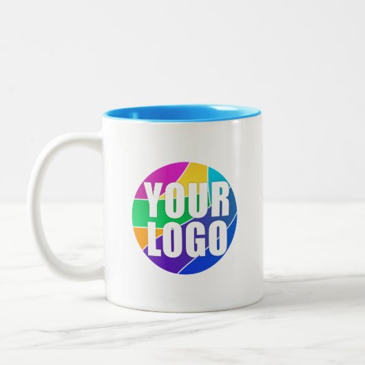 Tasse 2 Couleurs Logo d'entreprise promotionnel, bleu (Gauche)