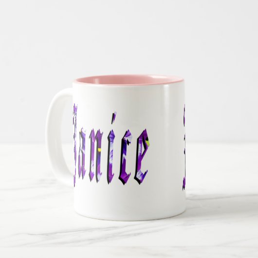 Tasse 2 Couleurs Logo du nom de Janice, (Devant gauche)