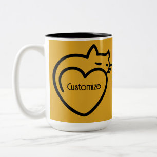 Tasse 2 Couleurs Logo noir personnalisé amour de chats