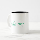 Tasse 2 Couleurs Logo vert de triathlon (Devant gauche)