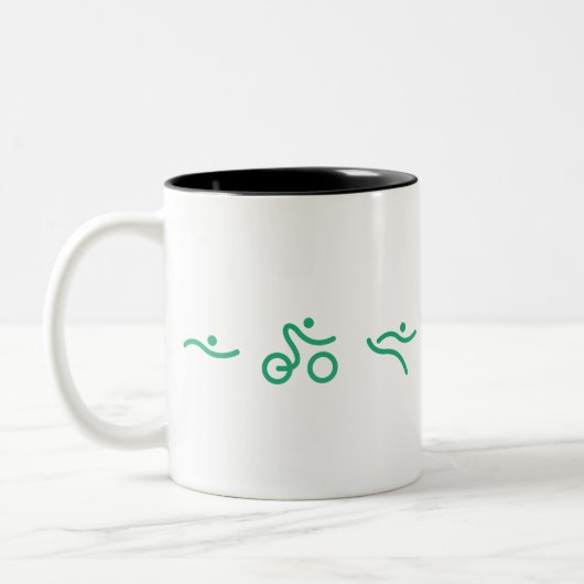 Tasse 2 Couleurs Logo vert de triathlon (Gauche)