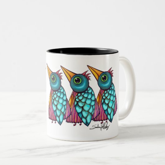 Tasse 2 Couleurs L'oiseau raconte la boue des oiseaux (Devant droit)