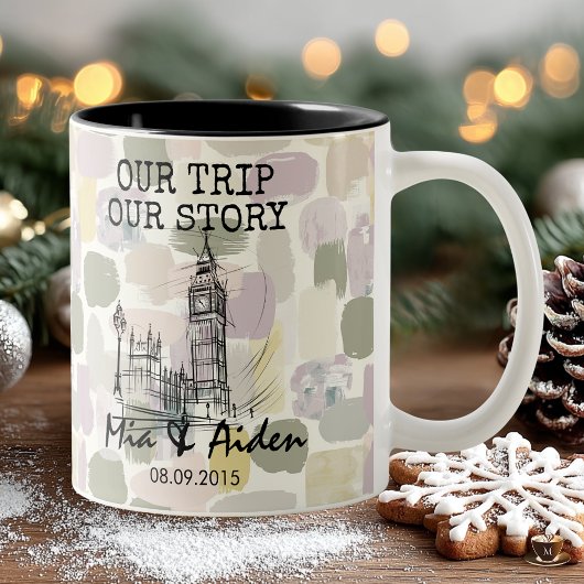 Tasse 2 Couleurs London skyline with pastel brushstroke background