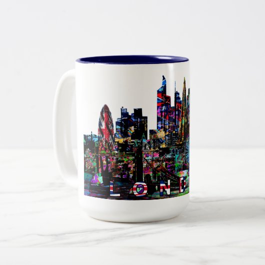 Tasse 2 Couleurs Londres, Angleterre en graffiti (Devant gauche)